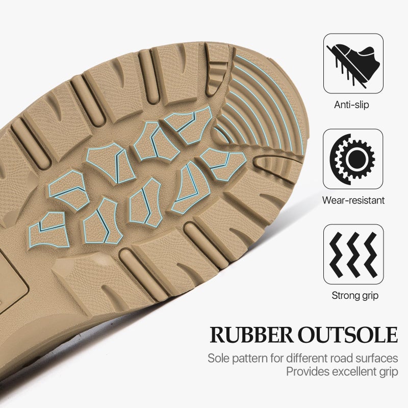 FREE SOLDIER Men's Work Tactical Boots 8 Inches Lightweight Combat Boots Durable Suede Leather Military Boot Desert Boot(Tan 12) - Image 4